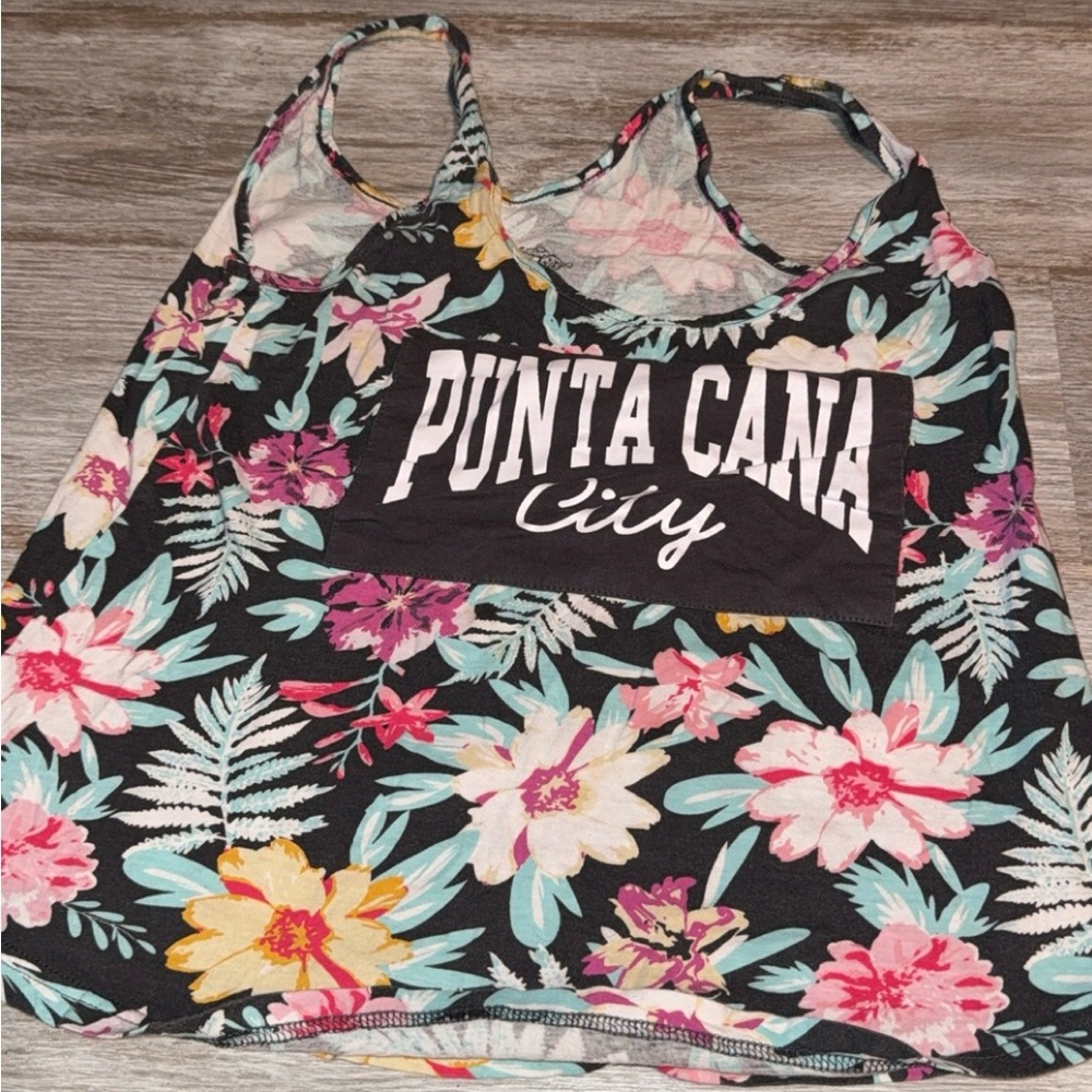 Robin Ruth Black Pink Graphic Crop Camisole
